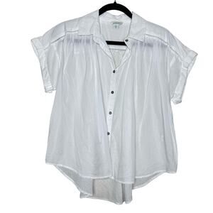 Sundance Catalog Cotton Tissue Oversized White Button Poplin Shirt Sz Petite XS